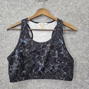 Theory 38 Sports Bra Women Large Black Marble Racerback Performance Gym Yoga USA